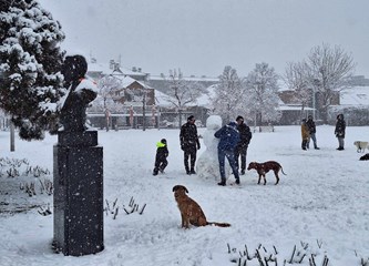 FOTO: Snježna idila u gradu, na Tuđmancu osvanuo prvi snjegović